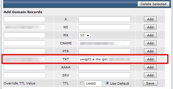 Add SPF on DirectAdmin